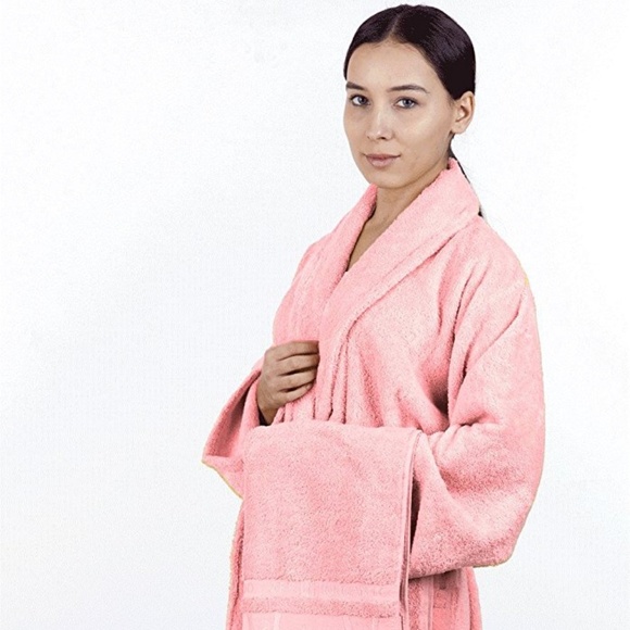 Bathrobe 60% Bamboo 40% Turkish Cotton Baby Pink - Picture 1 of 4
